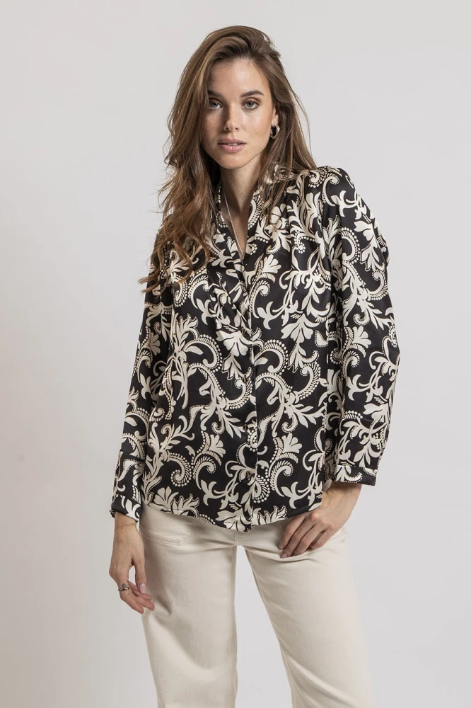 Blouse col châle imprimé