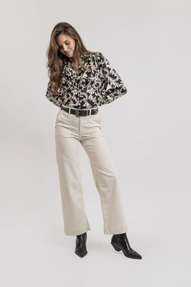Blouse col châle imprimé